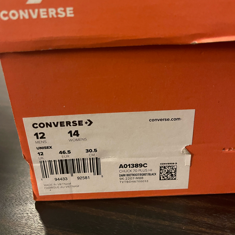 Converse Chuck Taylor Dark Beetroot/Egret/Black Men’s 12 - Picture 7 of 7
